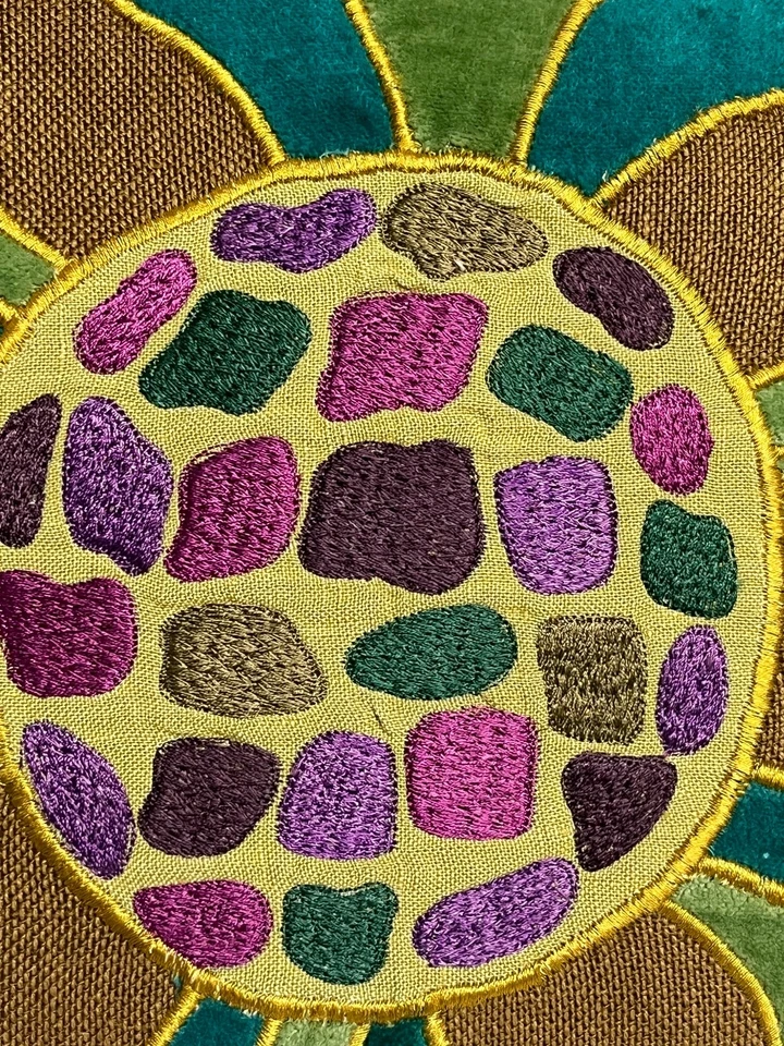 Pair Crate & Barrel Piedras Pillow Covers & Feather Inserts Jewel Tone Floral - Image 2 of 4