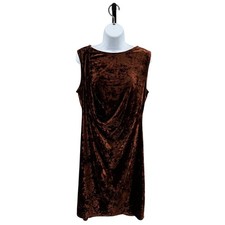 Simply Vera Vera Wang Crushed Velvet Dress WMNS L Gold Brown Draped Sheath Midi