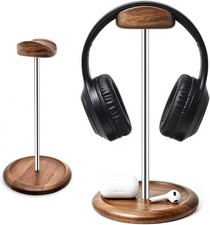 Walnut Wood Headphone Stand Desk Headset Holder Gaming Headphones Organizer NEW
