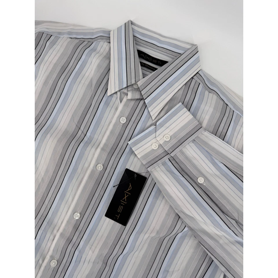 AXIST Shirt Mens Large L Striped Long Sleeve Dress City Dressing 100% Cotton New - Image 3 of 4