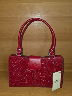 NWT Patricia Nash Rienzo Tooled Leather Soft Red Satchel Bag