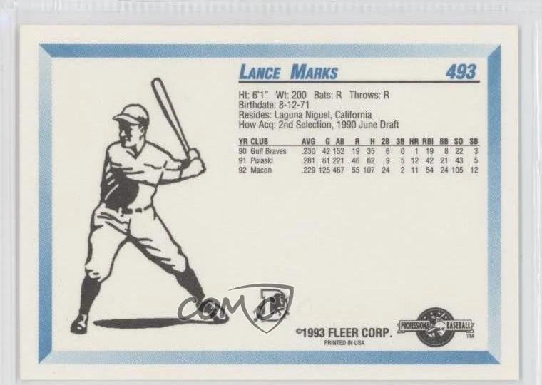 1993 Fleer ProCards Minor League Lance Marks #493 - Image 2 of 2