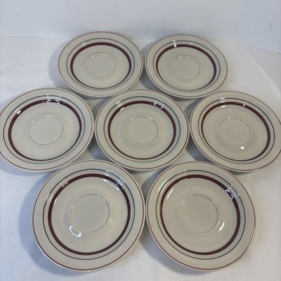 7 Anchor Hocking Burgundy C8700-12 saucers 6 1/4  