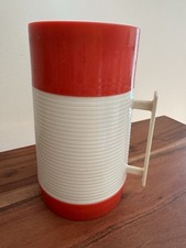 Vintage Aladdin Red and White Insulated Thermos Quart Made In USA