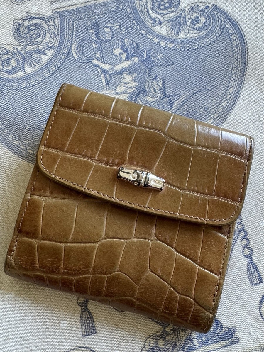 Longchamp Roseau Croc Embossed Leather Wallet | eBay