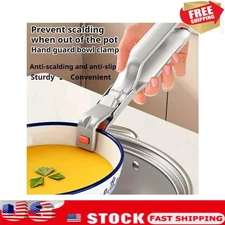Anti-Scald Plate Gripper Clips Stainless Steel Silicone Tool For Moving Hot Bowl
