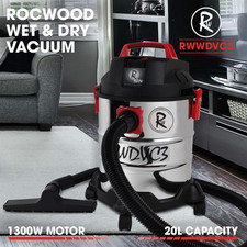 Wet And Dry Vacuum Cleaner 20L RocwooD Stainless Steel 1300W 230V Cleaning