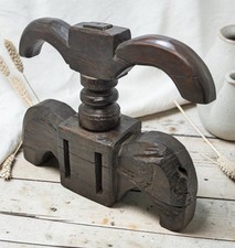 Antique Wooden Large Kitchenware Juicer Original Old Hand Carved