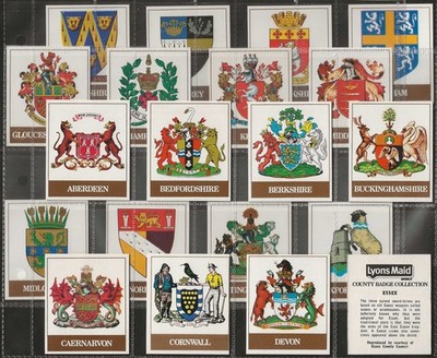 LYONS (ICE CREAM & TEA) - FULL SET - COUNTY BADGE COLLECTION 1974 (M20 CARDS)