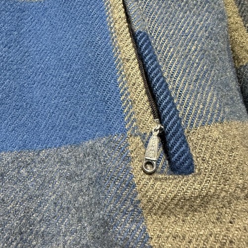 Vintage 50s Wool Mackinaw Jacket Blue Plaid Size 44 Large Rare Side Buckles - Picture 4 of 9