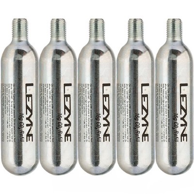 Lezyne 16G Threaded CO2 Cartridge - 5-Pack Refill Silver, One Size