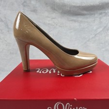 S.Oliver Women's Nude Patent Court Shoe Size 5 UK EUR 38 NWB