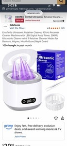 Estefanlo Ultrasonic Retainer Cleaner 45kHz 200mL Capacity, LED Timer