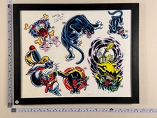 American Traditional Tattoo Flash Art Framed 11x14  Ready-to-Hang  #21 Panther
