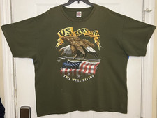 Bayside Men's XL Army 1775 This We'll Defend Olive Green T-Shirt Made in USA