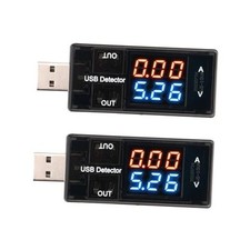 2Pcs USB Meter LCD DC Digital Blue Red Display Current VoltageMeter - Multi