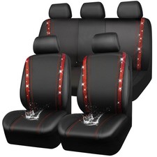 CAR Pass Bling Car Seat Covers Full Set, Shining Rhinestone Diamond Waterproo...