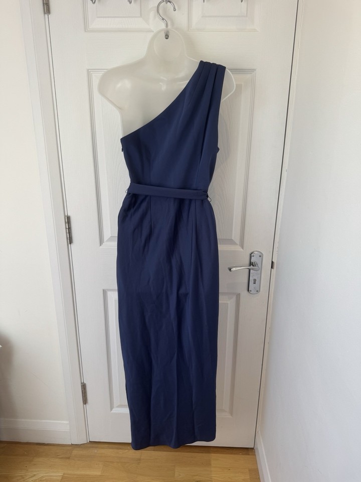 gabie one shoulder drape midi dress Ted Baker London Gabie One Shoulder Drape Sash Ivory Midi Dress US Size 1 NWT