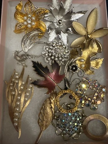 vintage brooch lot costume jewelry
