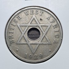 British West Africa 1929 1 Penny KM9 KGV Fine Colonial Copper-nickel Coin