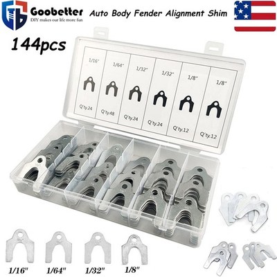 144pcs Auto Body Fender Door Alignment Shim Assortment 1/16'' 1/64'' 1/32'' 1/8''