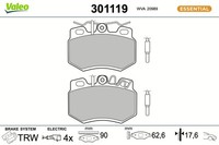 Valeo Bremsbelagsatz Scheibenbremse Essential 301119 FüR 309 Peugeot 1 10C 10A