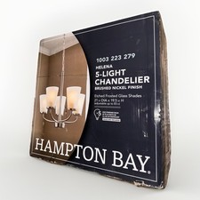 Hampton Bay Helena 21  5-Light Brushed Nickel Chandelier Frosted Glass Shades