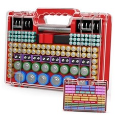 Battery Organizer Storage Holder Box Case with Tester, Ultra-Large 262 Red