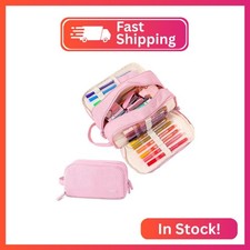 Nuozme 3 Compartment Pencil Case, Extra Large Capacity School Supplies Pencil ba