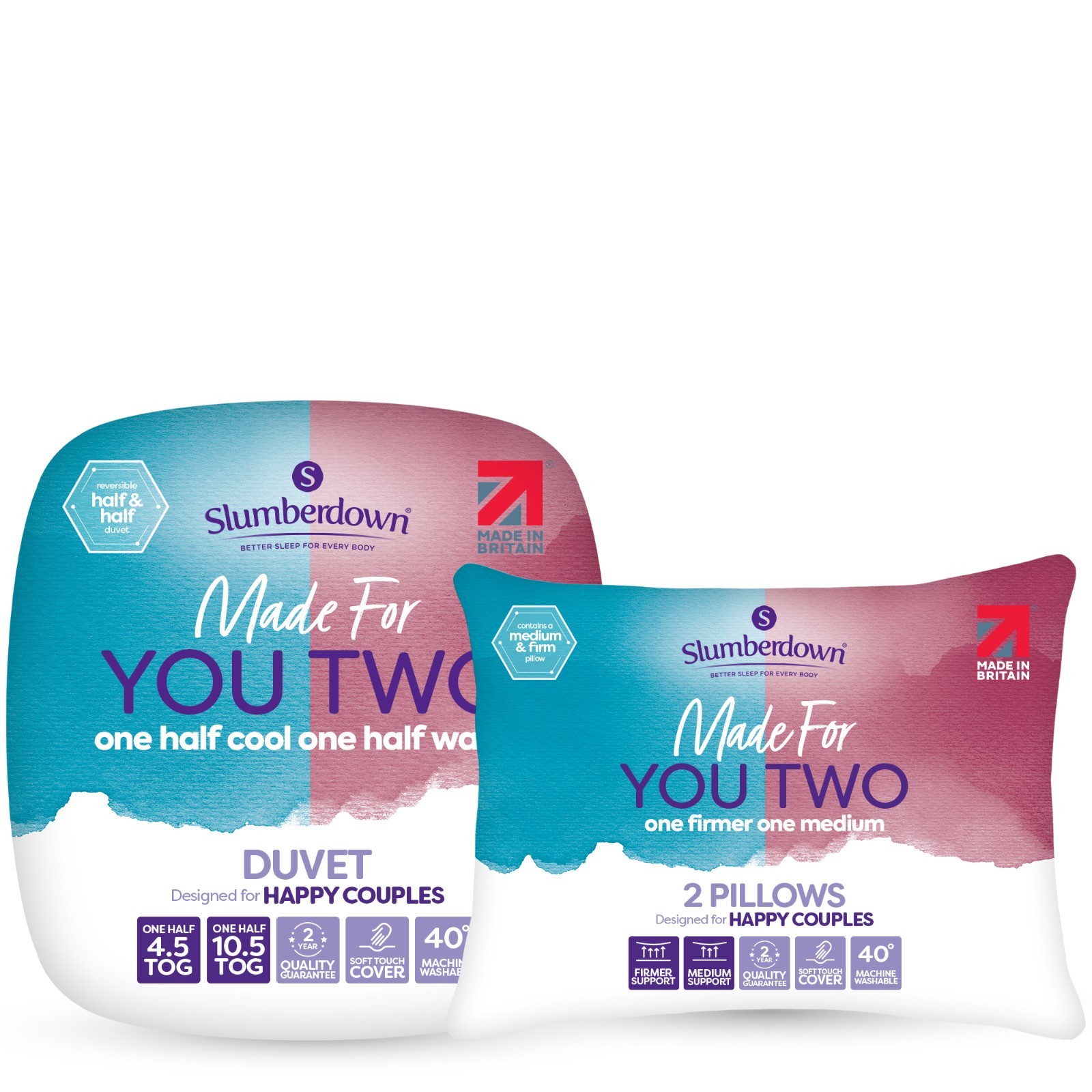 Double Dual Tog Duvet 4.5 & 10.5 with 2 Medium/Firm Pillows - Image 2
