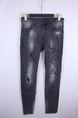 DSQUARED2 Black Denim Cotton Distressed 5-Pocket Design Straight Leg Jeans Sz 44