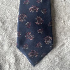 Christian Dior Vintage Silk Paisley Necktie Blue USA Made Italian Fabric