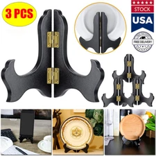 3x Wooden Display Stand Black Wood Easel Plate Holders to Display Pictures Decor