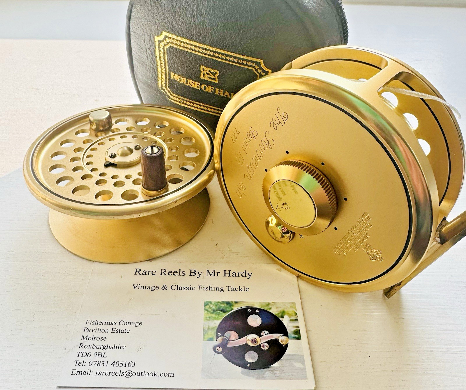 Vintage Hardy Gold Sovereign 8/9 Fly Reel with Spool Floating Line & Case