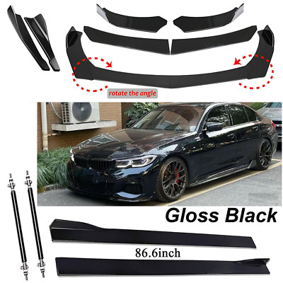 Front Bumper Lip Spoiler Splitter 86.6'' Side Skirt Rear Lip For 3 series F10 F30