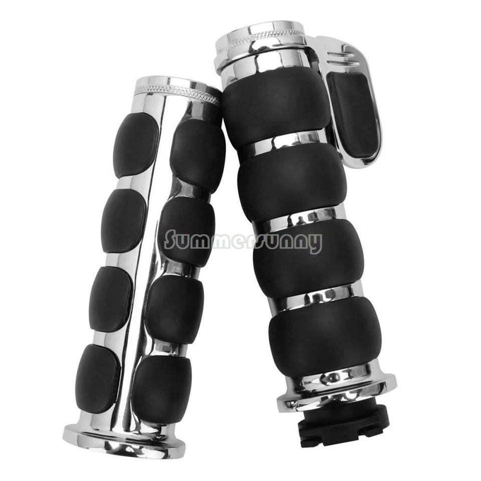 Empuñaduras de goma cromadas de 1" de ambos lados para Harley Davidson FXDWG Dyna Wide Glide Foto 2 de 4