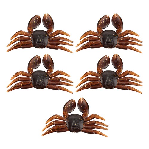 (Brown)5Pcs/Lot PVC Soft Lifelike Fishing Lures Crab Artificial Bait Tackle - Picture 6 of 10