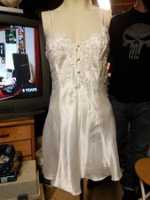 Vintage 80s cream nightie GOWN small .. NICE polyester