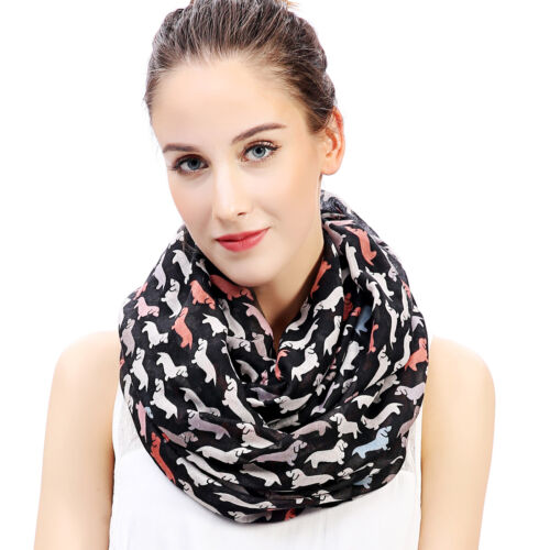 Dachshund Doxie Dog Print Womens Infinity Scarf Lightweight - Picture 1 of 6