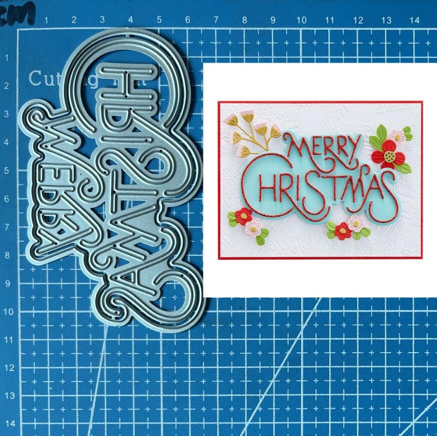 Metal Cutting Dies Merry Christmas Scrapbooking Embossing Paper Card Stencils
