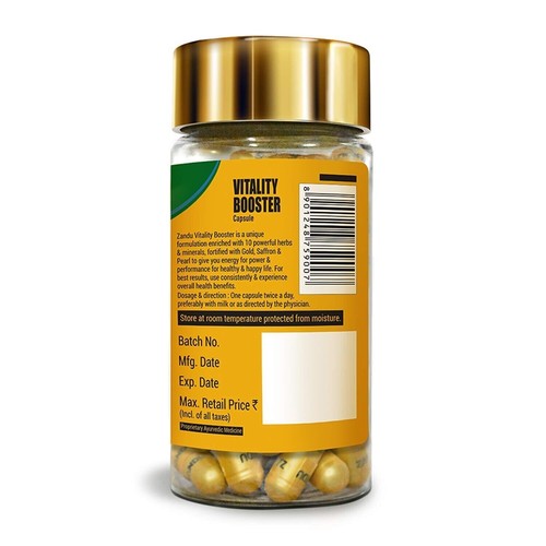 Zandu Vitality Booster Capsule, With Goodness of Ashwagandha, Safed Musli 60 Cap - 第 6/6 張圖片