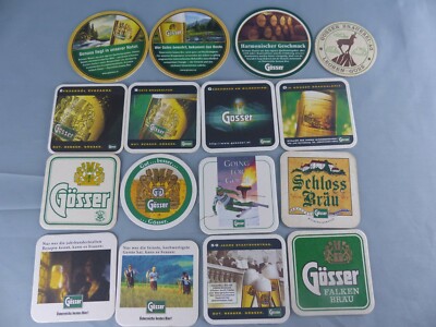Lot of 16 SOUS BOCK different GÖSSER beer mats bierviltje beer deck B63