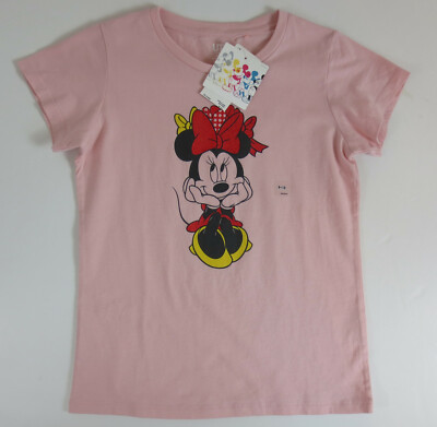 Uniqlo Disney T Shirt Girls Size 9 10 Celebrate Mickey Pink Minnie Mouse Nwt Ebay