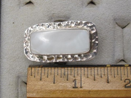 Vintage riesiger gehämmerter Sterling 925 Ring rechteckiger MOP Stein Gr.10 - 12,8 g - Bild 10 von 11