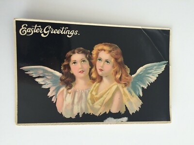 Antique Postcard Easter Greetings Angels Women Made in Germany Posted 1913