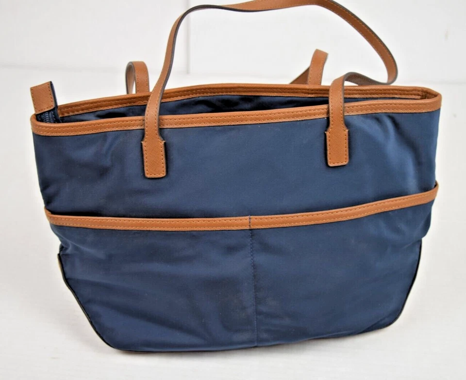 Vintage Michael Kors Tote Bag 2009 Glossy Navy Blue Nylon Never Used Care Card - Image 2 of 4