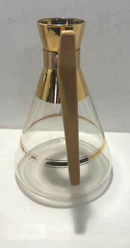 Vintage Pyrex Coffee Carafe Decanter with 22 K Gold Lined Spout + Sides Stripes - Picture 19 of 22