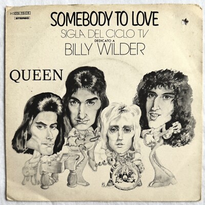 QUEEN -Somebody To Love- Rare Italian 7  with Picture Sleeve (Vinyl Record)