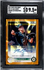 Max Muncy '22 Topps Chrome Orange Lava /25 Rookie Auto SGC9.5 Oakland A's Error