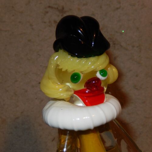 Vintage MURANO Art Glass CLOWN Yellow ACCORDIAN Figure Sculpture Label Tag - Picture 3 of 9